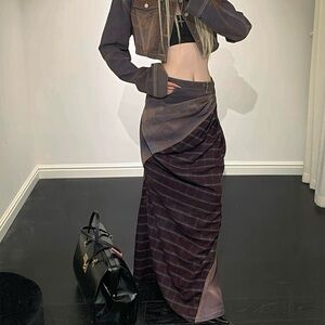 Elegant Brown Maxi Skirt